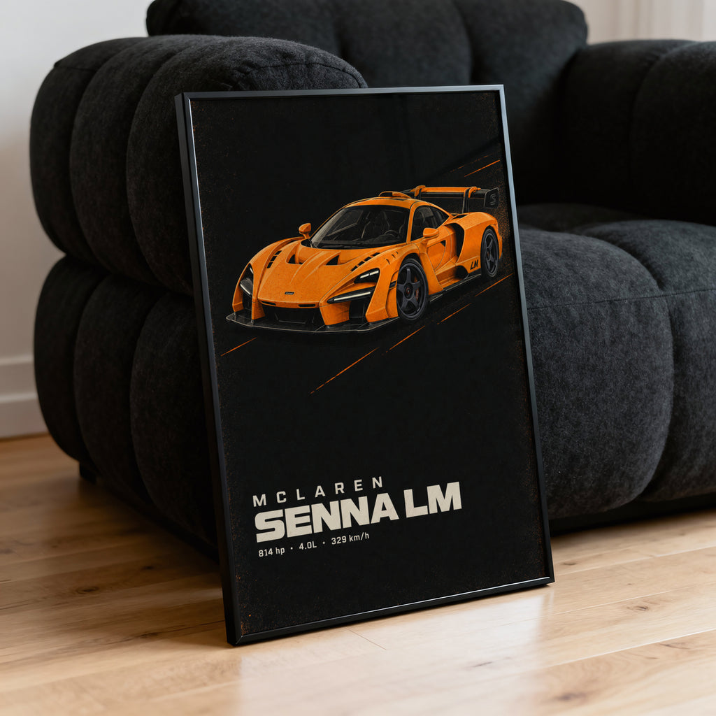 Vintage McLaren Senna LM Print, Supercar Wall Art