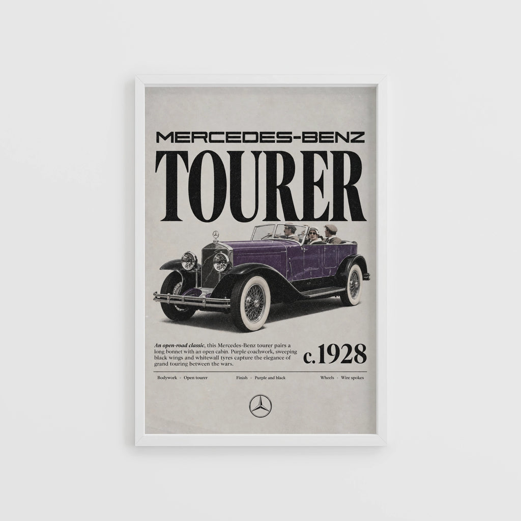 Vintage 1928 Mercedes-Benz Tourer Print, Classic Car Poster
