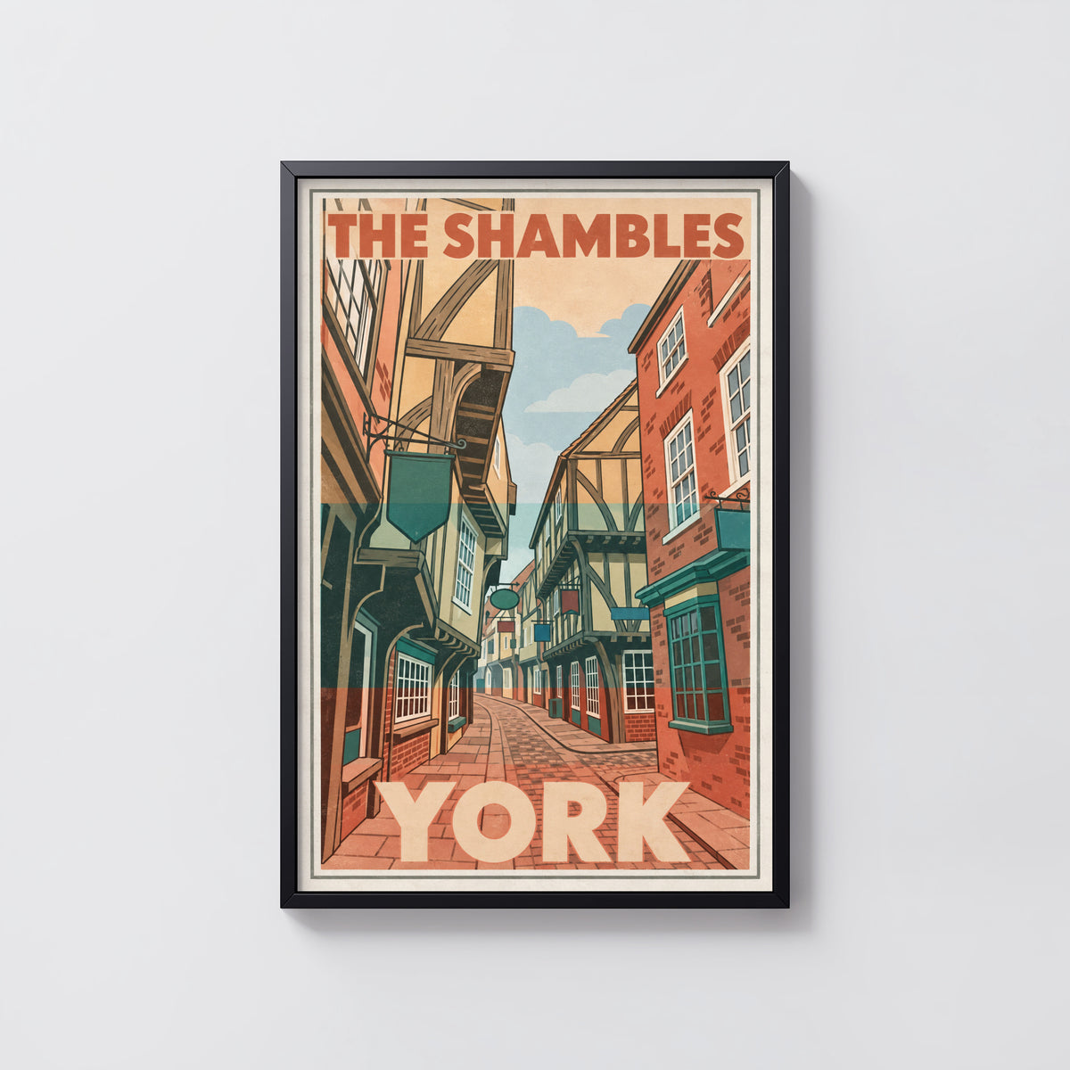 Vintage The Shambles York Poster, England Wall Art, Print