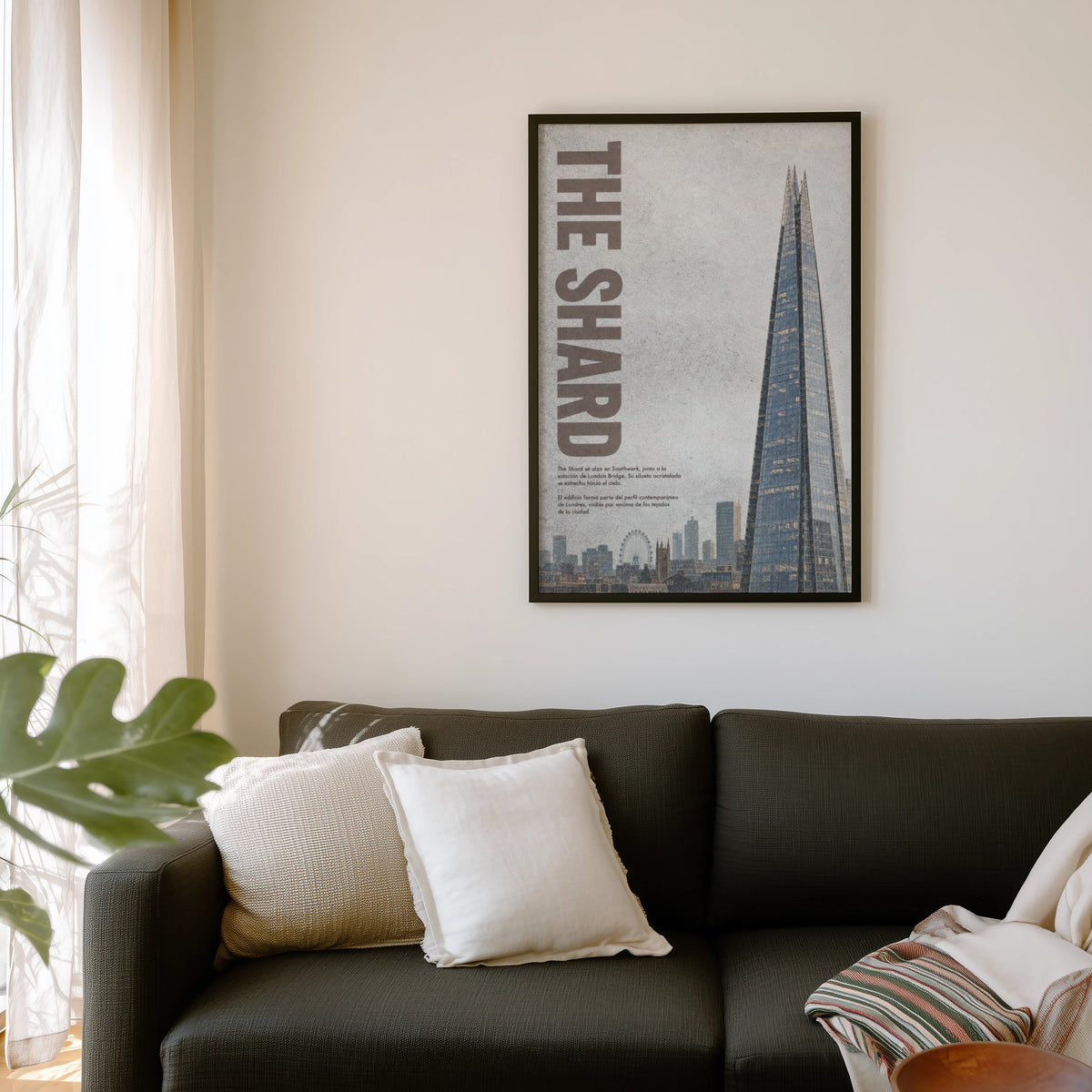 Vintage London Shard Poster, Skyline Wall Art, Print