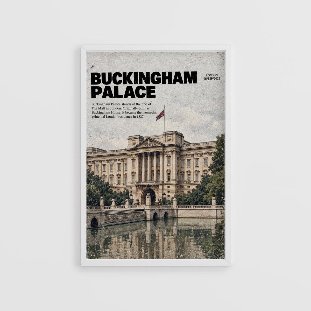 Vintage Buckingham Palace London Poster, Wall Art Print