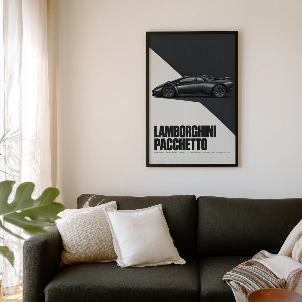 Vintage Lamborghini Print, Supercar Wall Art