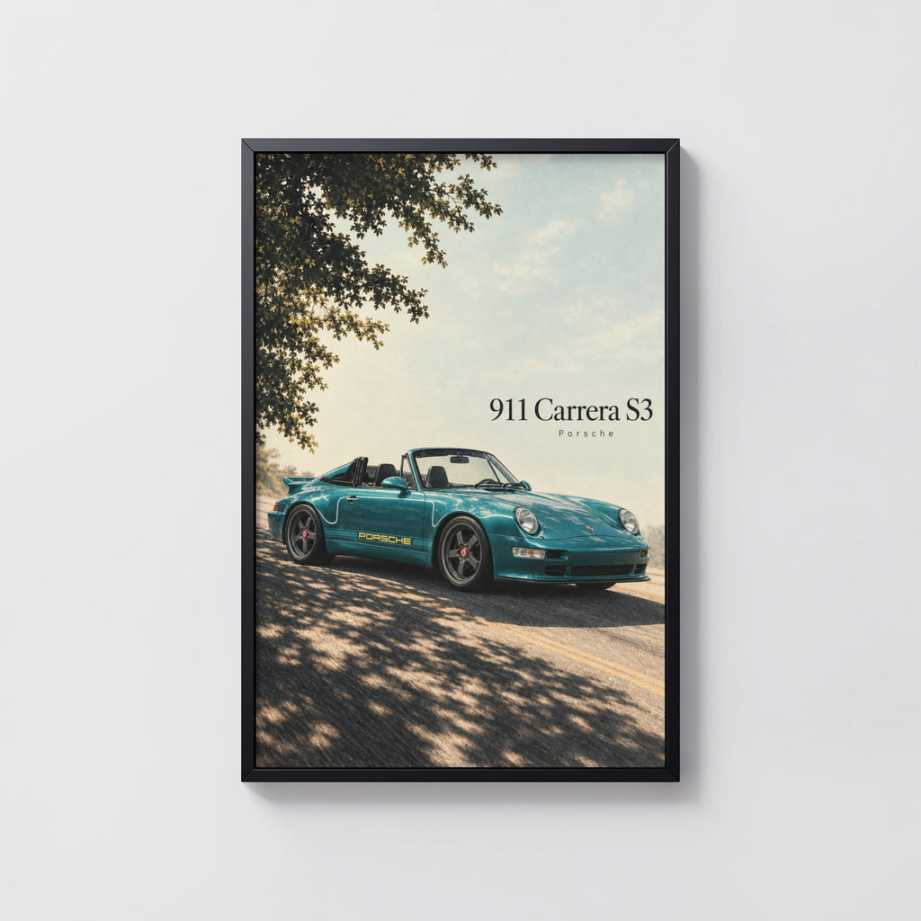 Vintage Porsche 911 Carrera S3 Print, Car Wall Art