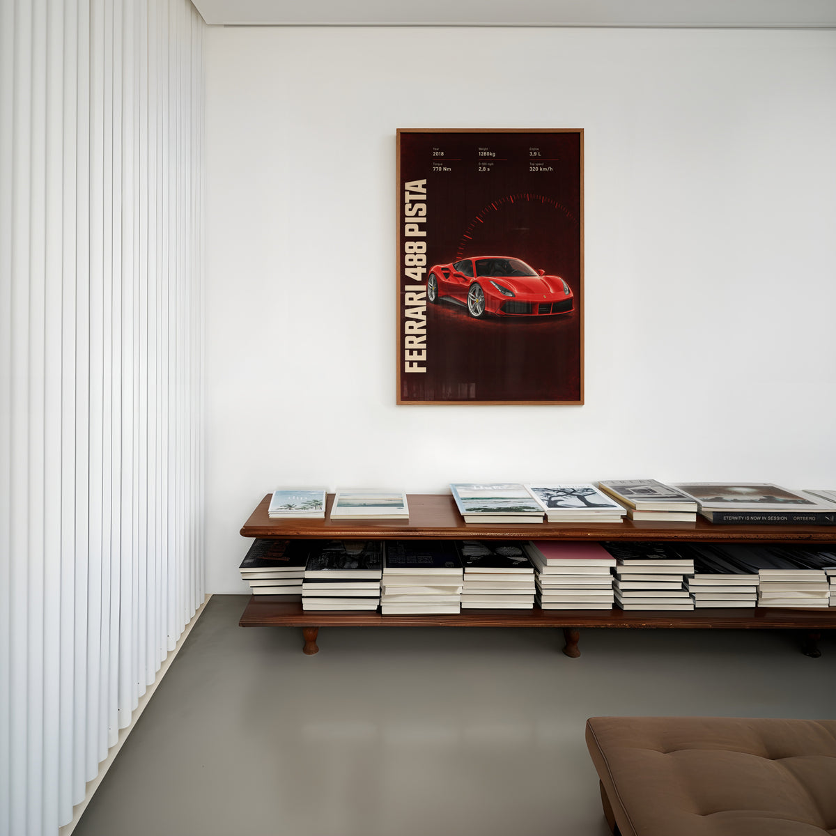 Vintage Ferrari 488 Pista Print, Supercar Art