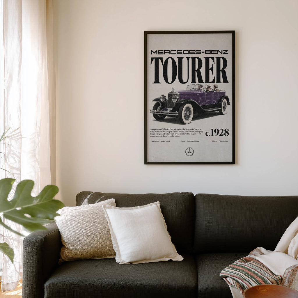 Vintage 1928 Mercedes-Benz Tourer Print, Classic Car Poster
