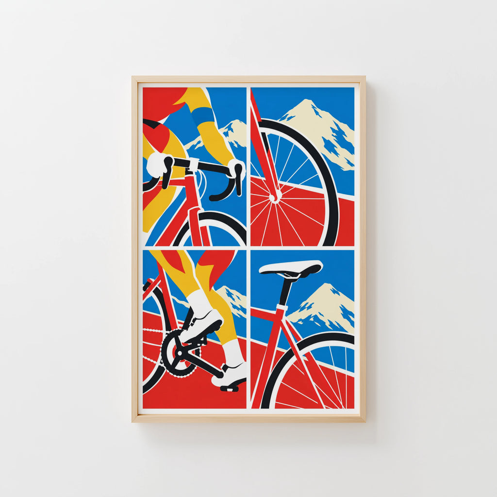 Vintage Cycling Poster, Road Bike Wall Art, Bicycle Print