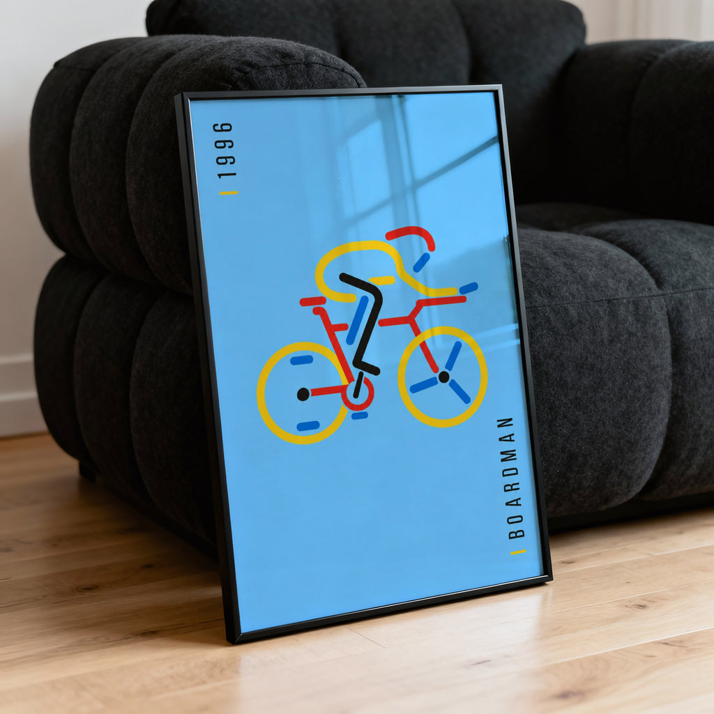 Vintage Cyclist Poster, Retro Bike Wall Art, 1996 Print