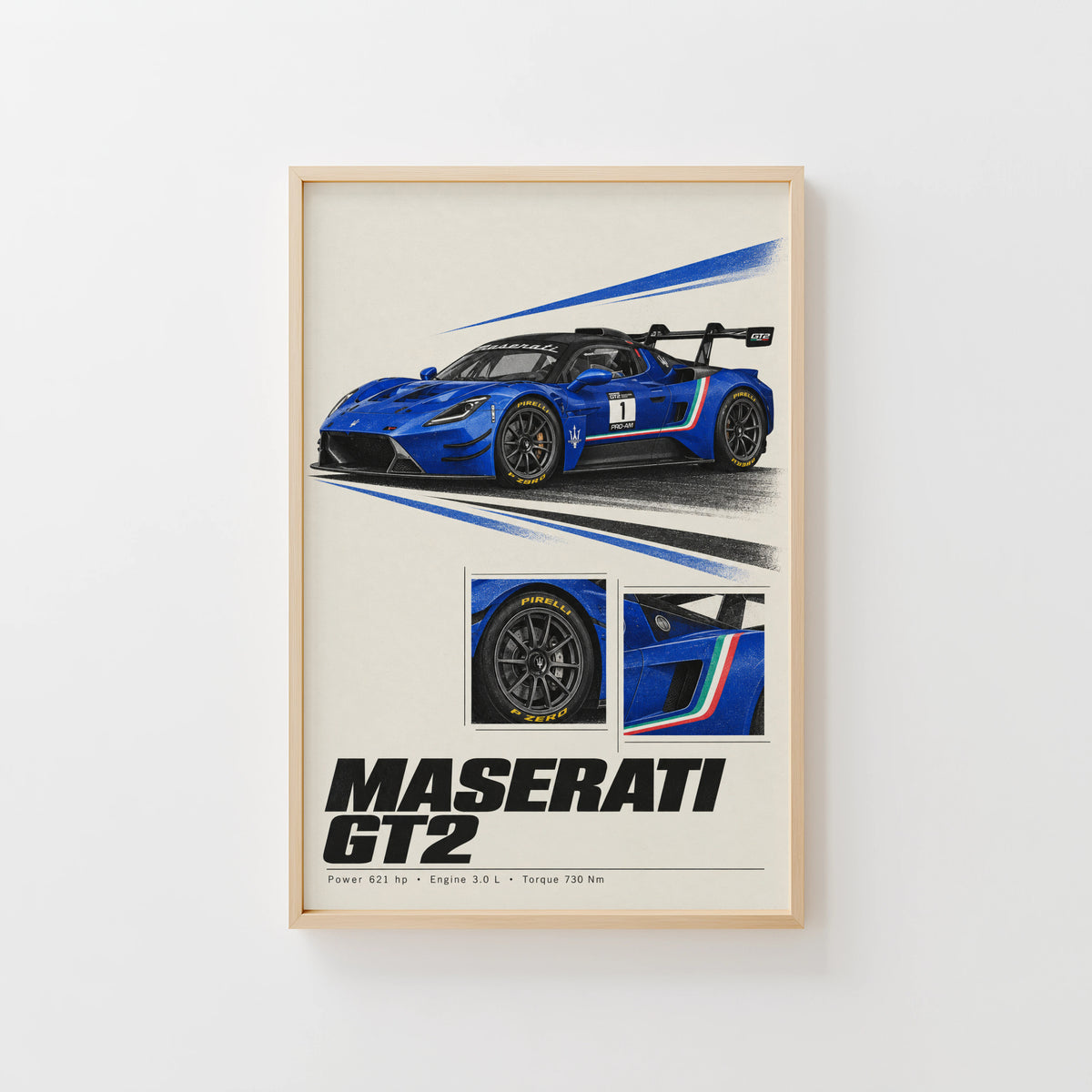 Vintage Maserati GT2 Print, Racing Car Wall Art