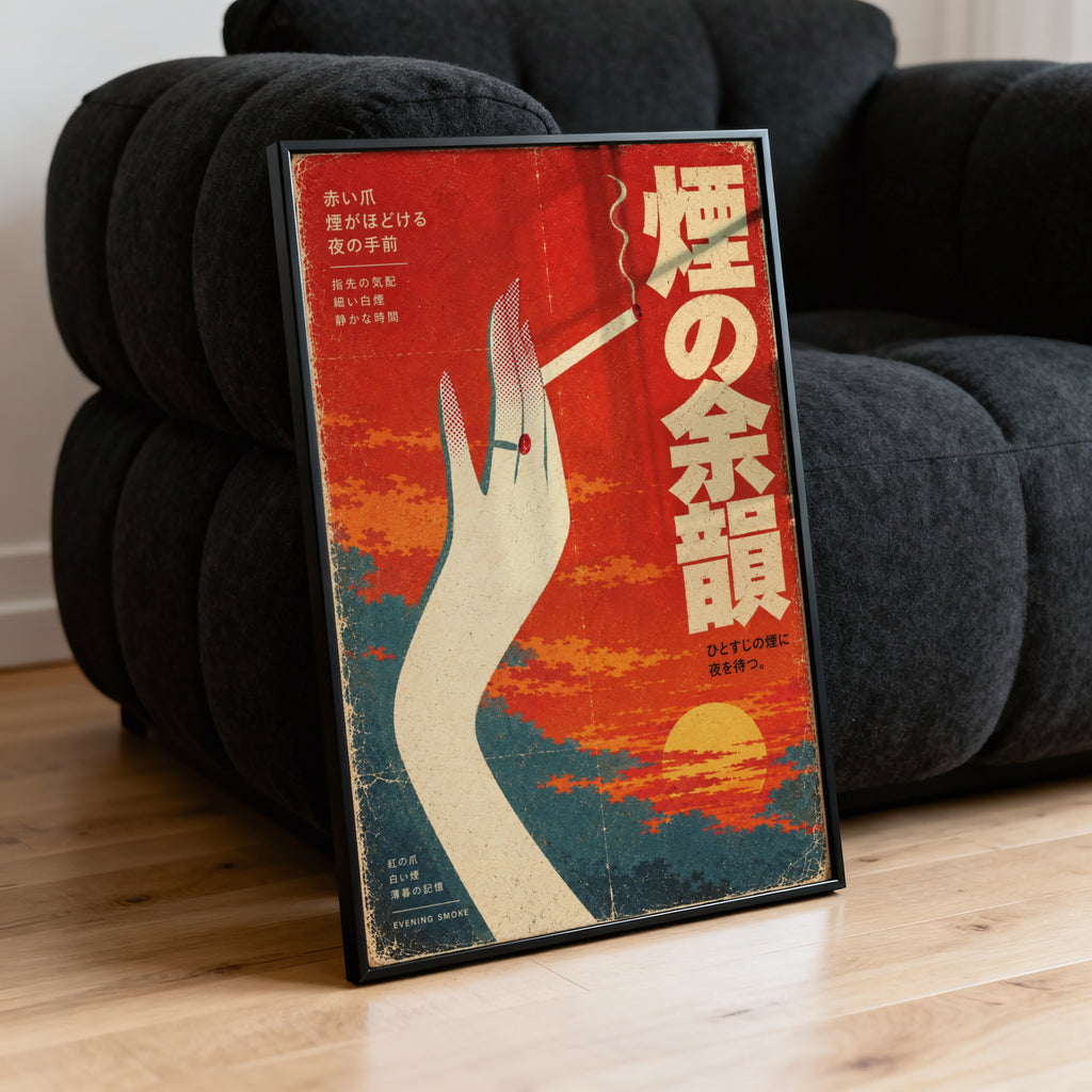Vintage Japanese Cigarette Hand Print, Retro Poster Art