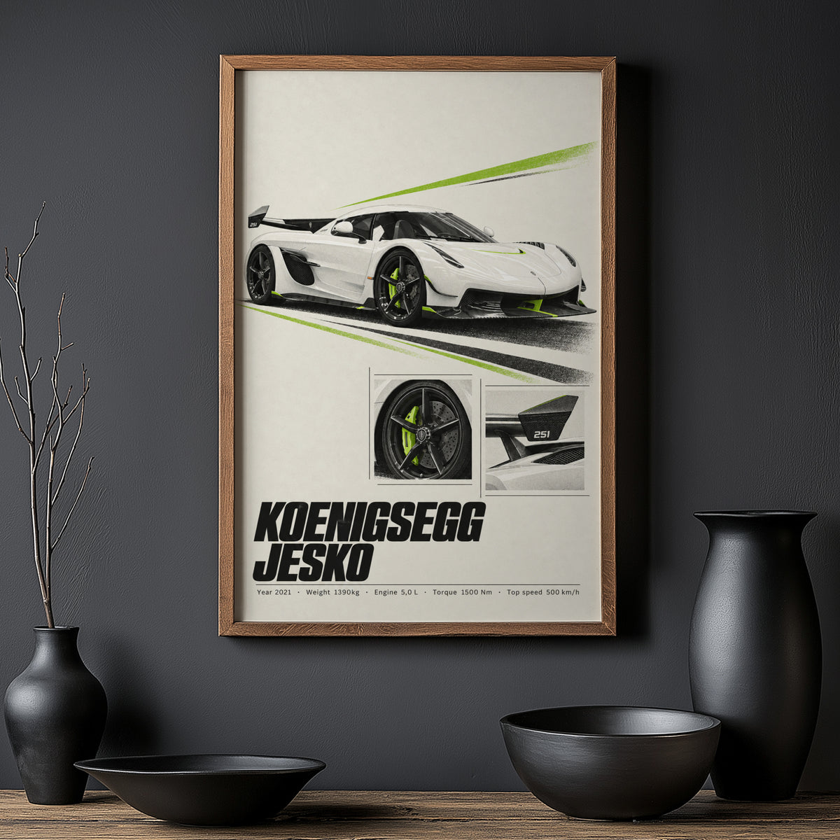 Vintage Koenigsegg Jesko Print, Hypercar Wall Art
