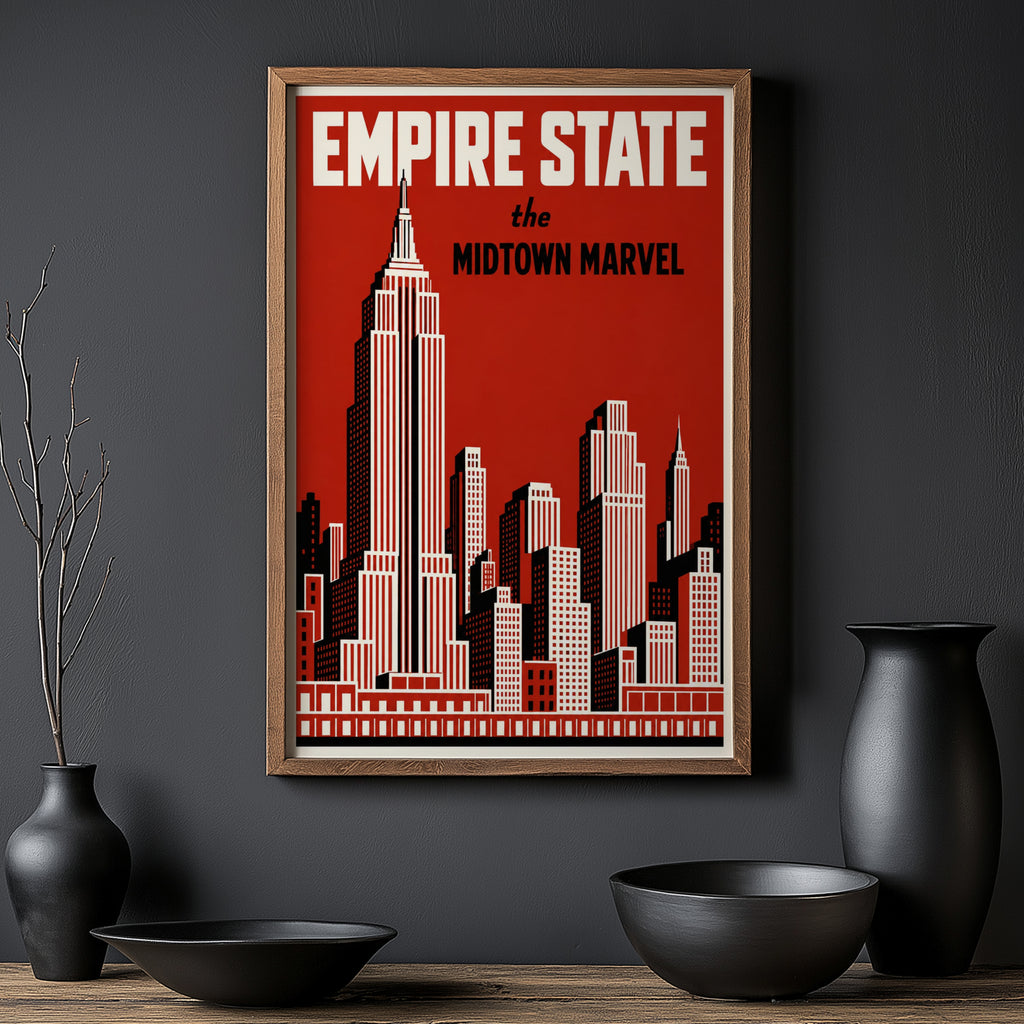 Vintage New York Poster, Empire State Wall Art