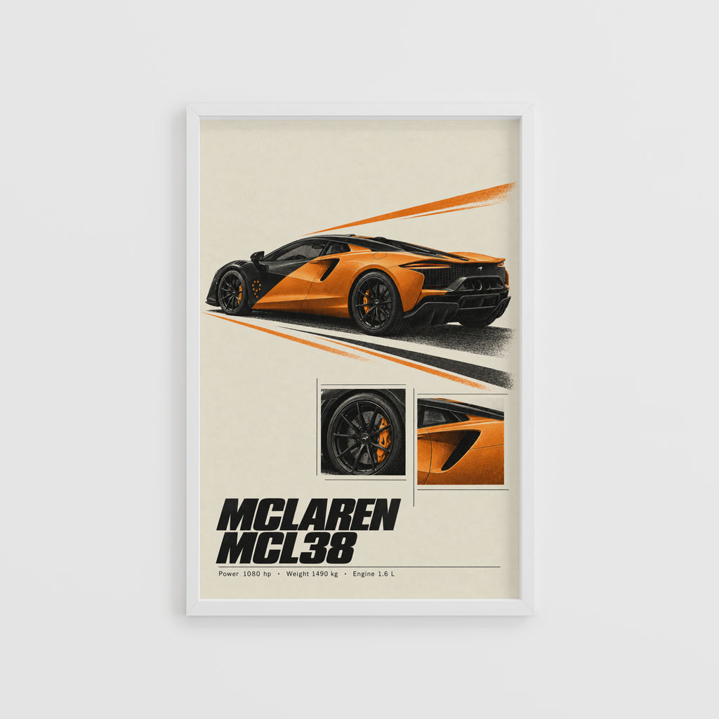 Vintage McLaren Car Print, Supercar Wall Art