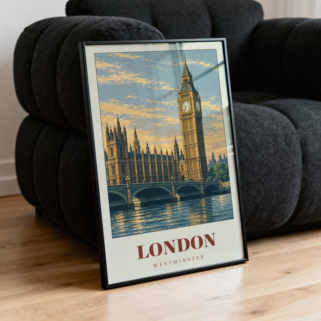 Vintage London Poster, Big Ben Wall Art, Westminster Print