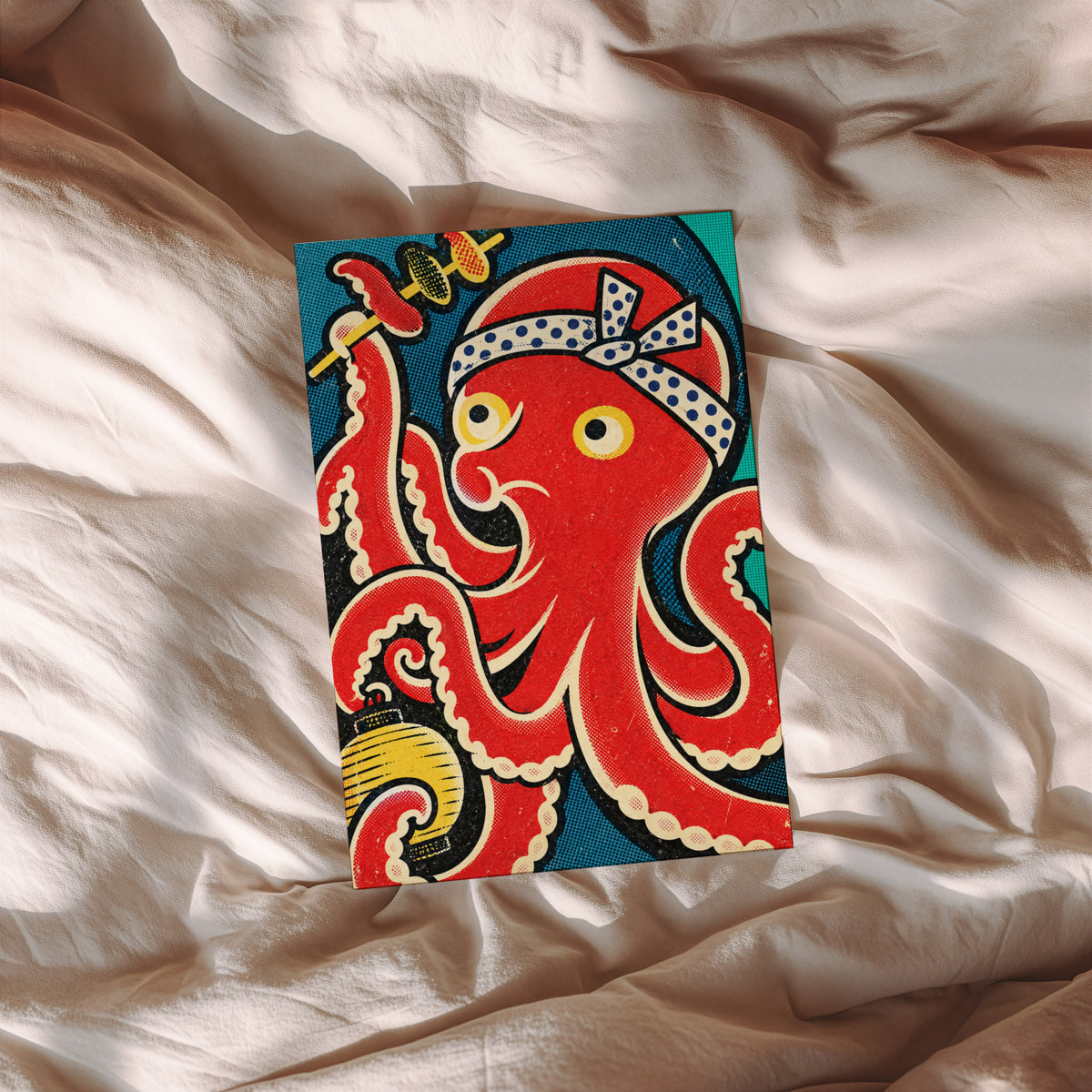 Vintage Japanese Octopus Print, Retro Poster, Food Art