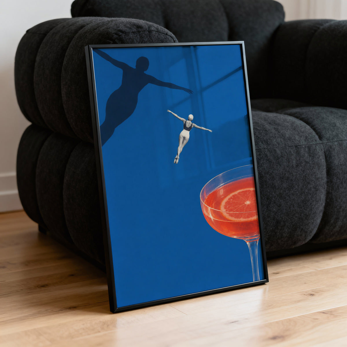 Vintage Cocktail Print Poster, Retro Swimmer Wall Art