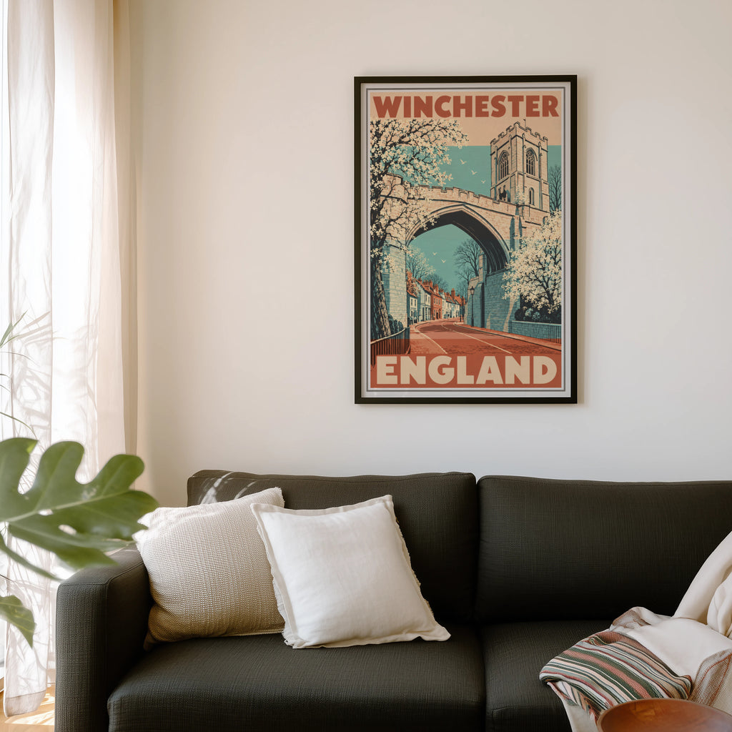 Vintage Winchester England Poster, Travel Wall Art, Print