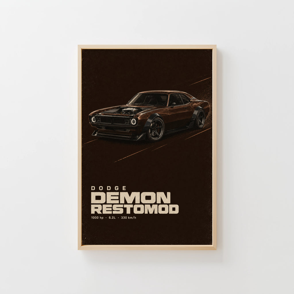 Vintage Dodge Demon Restomod Print, Car Poster