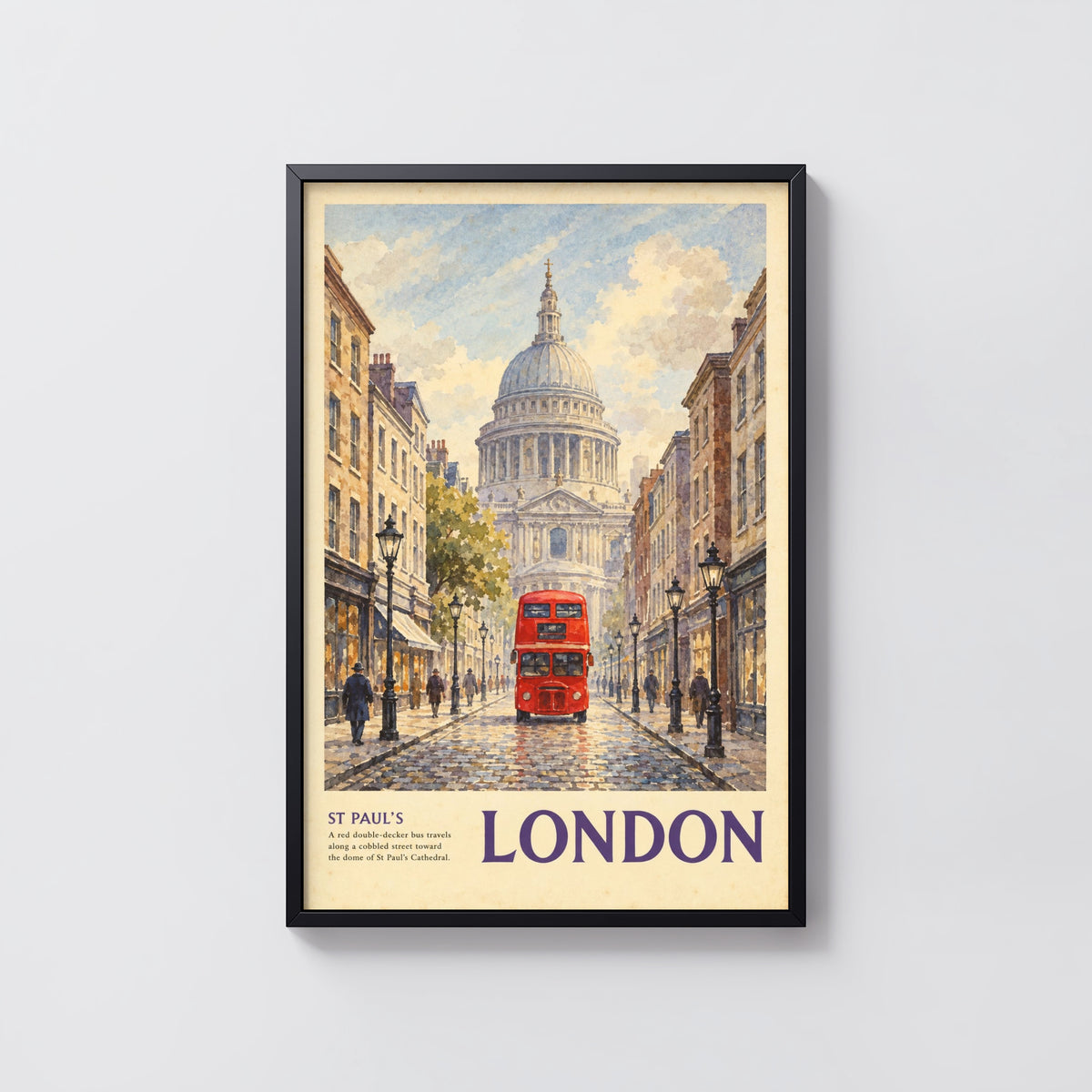 Vintage London Poster, St Paul's Cathedral Wall Art