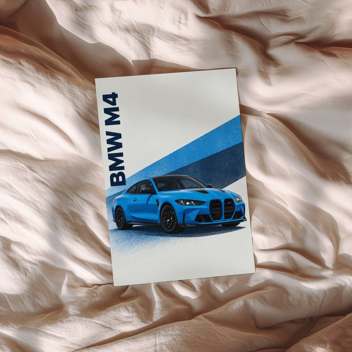 Vintage BMW M4 Print, Blue Car Wall Art