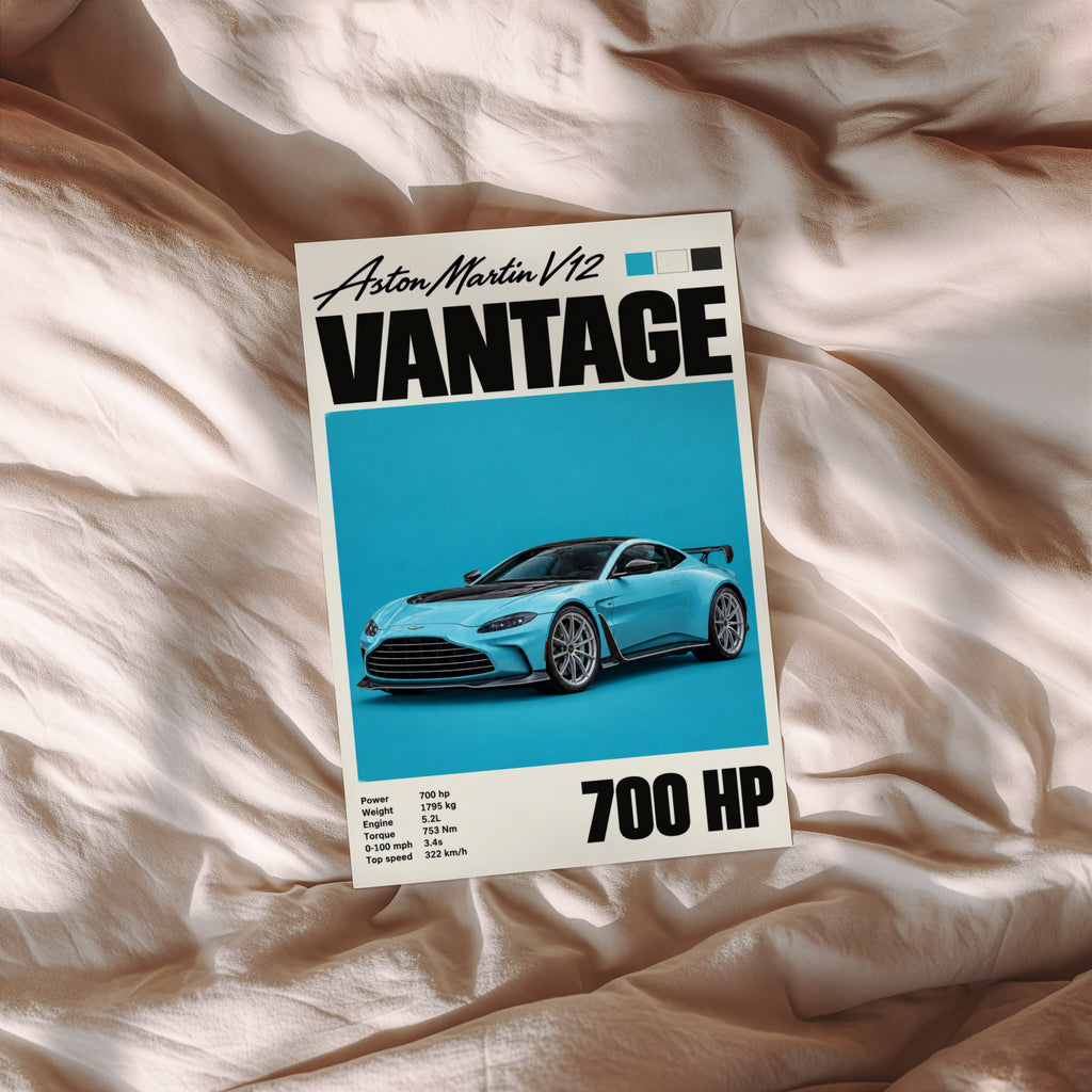 Vintage Aston Martin V12 Vantage Print, Car Art