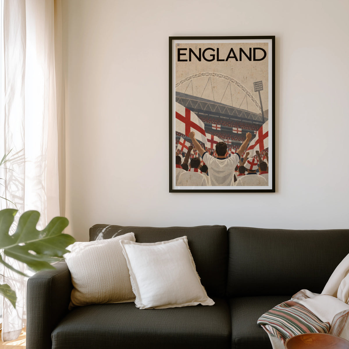 Vintage England Football Poster, Wembley Wall Art, Print