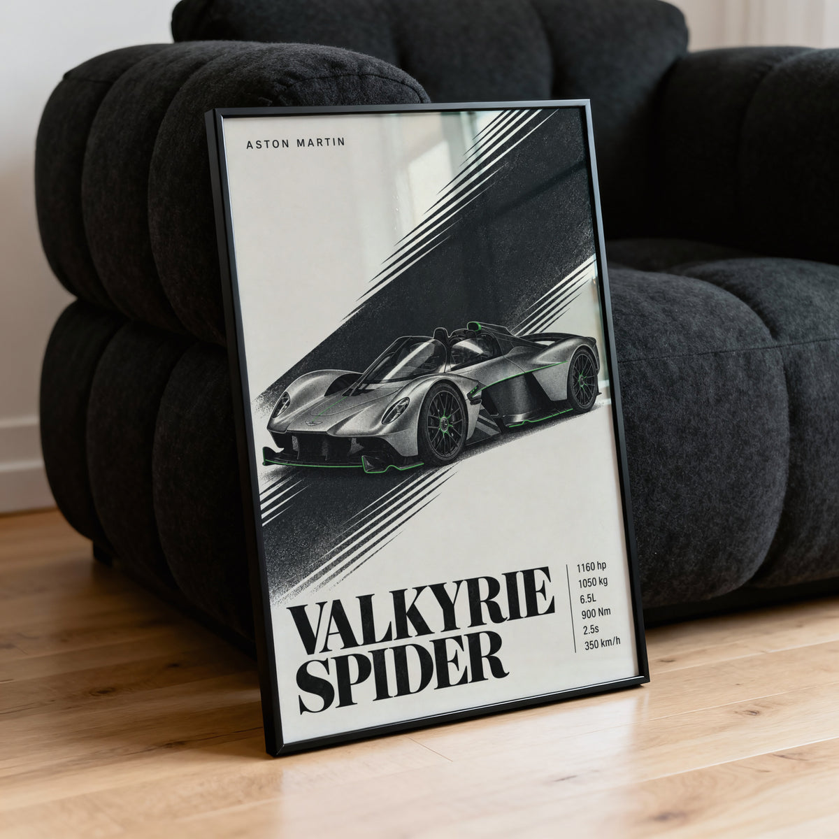 Vintage Aston Martin Valkyrie Spider Print, Car Art
