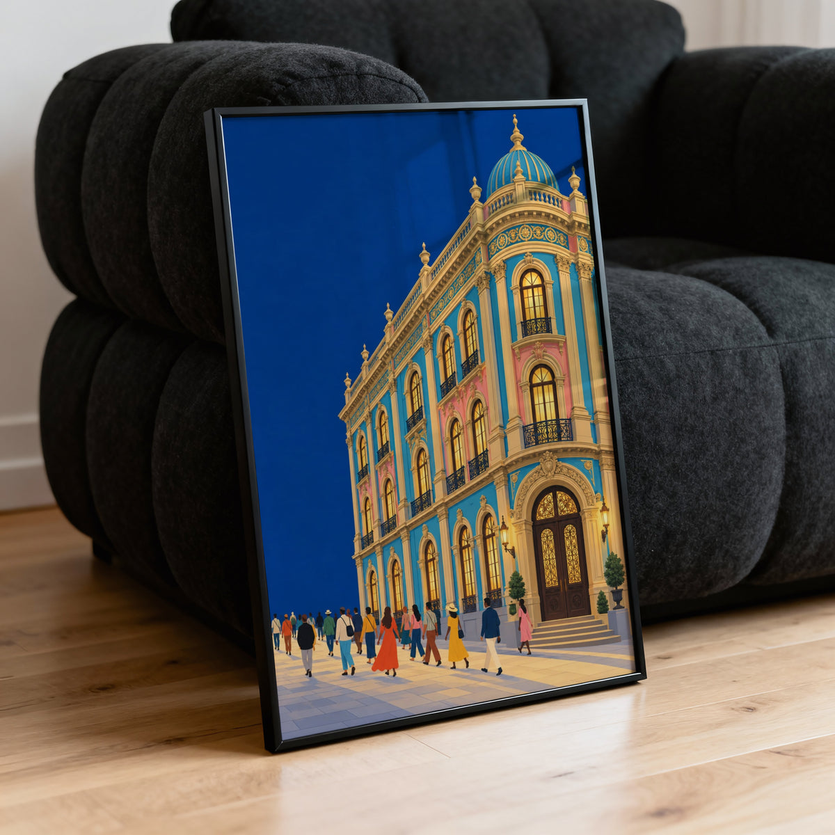 Vintage Ornate Corner Building Poster, Art Deco Print