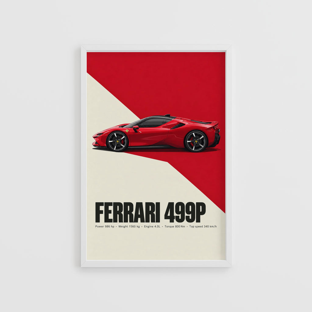 Vintage Ferrari 499P Print, Supercar Wall Art