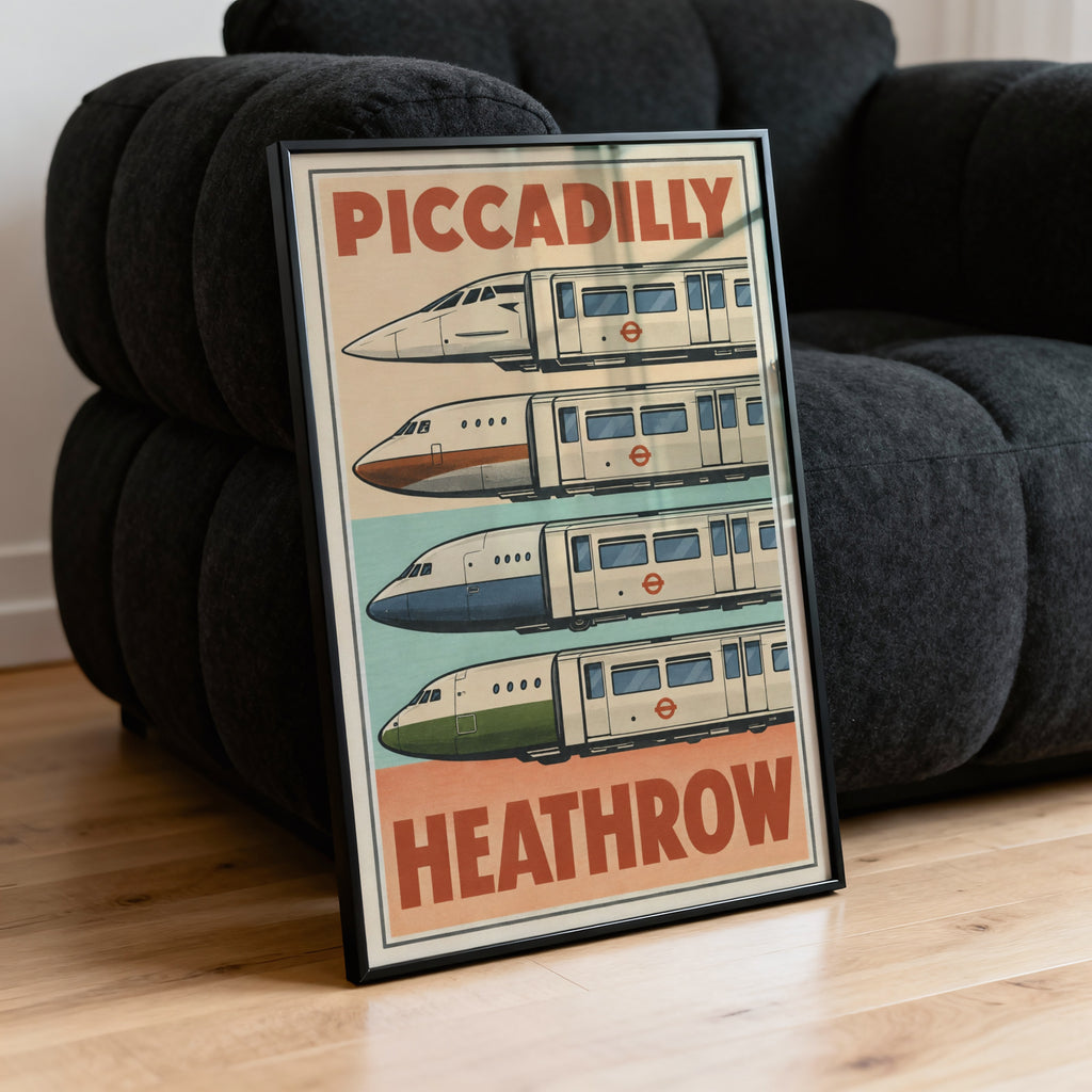 Vintage Piccadilly Line Heathrow Poster, London Print