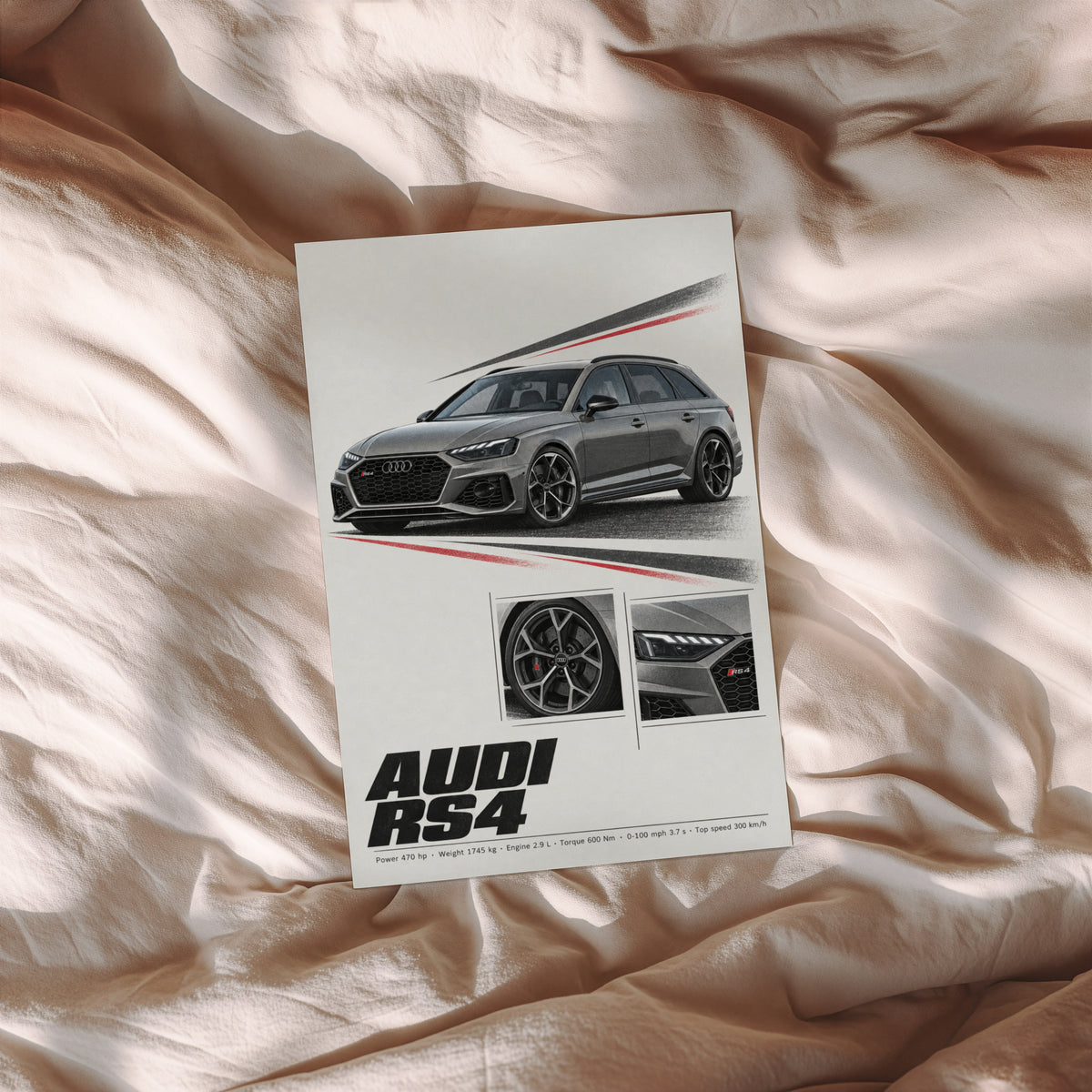 Vintage Audi RS4 Avant Print, Car Wall Art