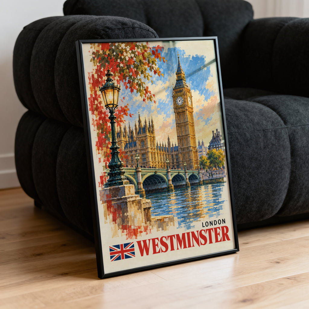 Vintage Westminster Poster, London Wall Art, Big Ben Print