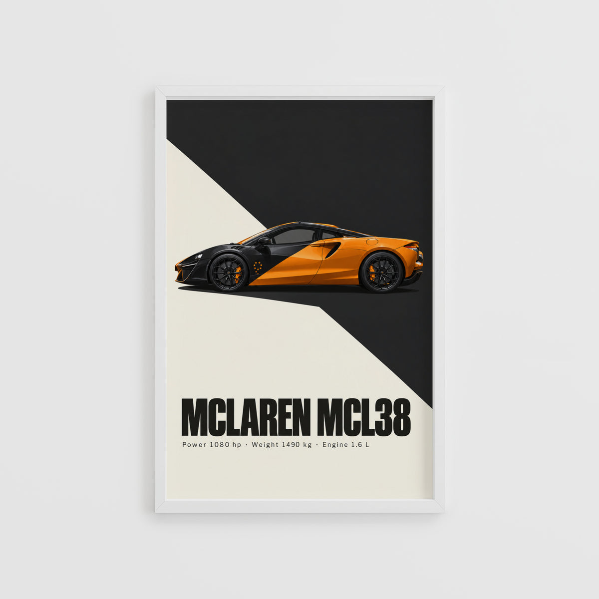 Vintage McLaren MCL38 Print, Supercar Wall Art