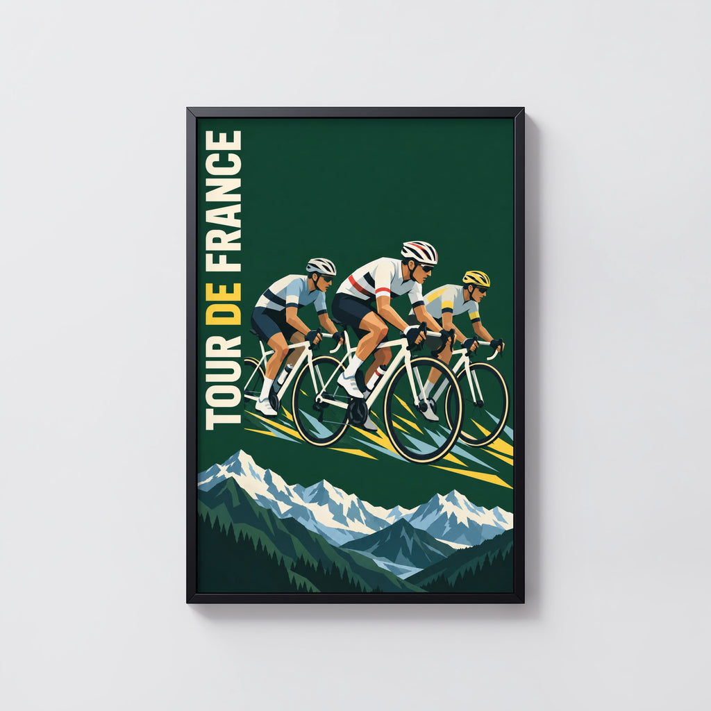 Vintage Tour de France Poster, Cycling Wall Art, Alps Print