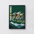Vintage Tour de France Poster, Cycling Wall Art, Alps Print
