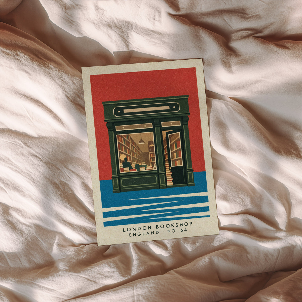 Vintage London Bookshop Poster, Bookstore Wall Art, Print