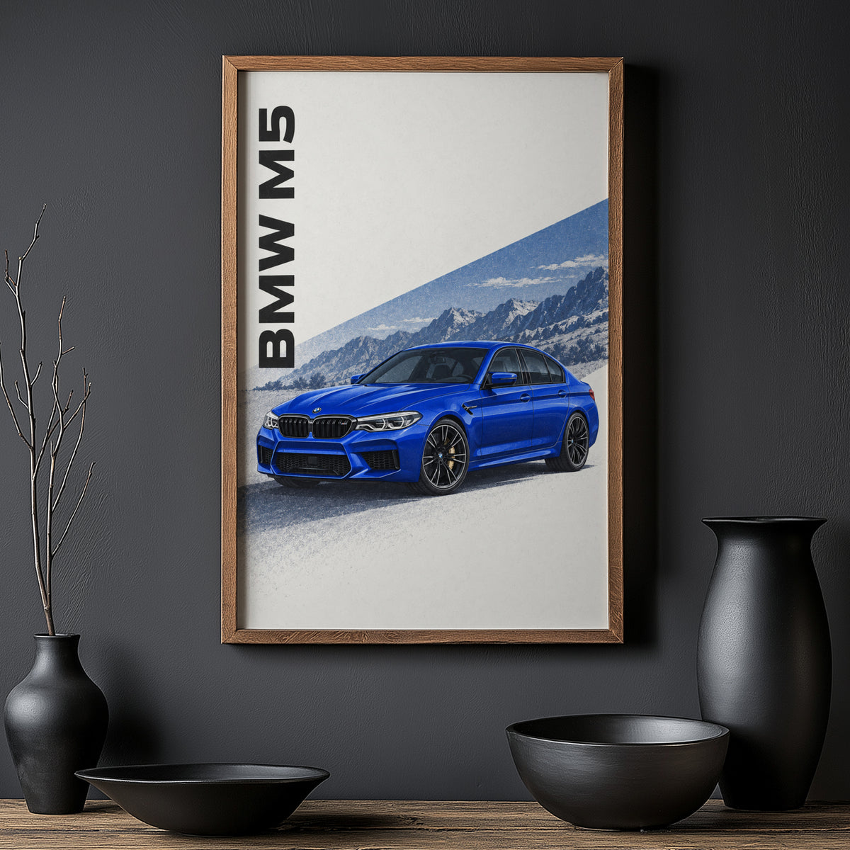Vintage BMW M5 Print, Blue Car Wall Art