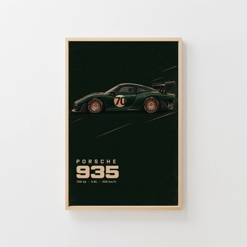 Vintage Porsche 935 Print, Racing Car Wall Art