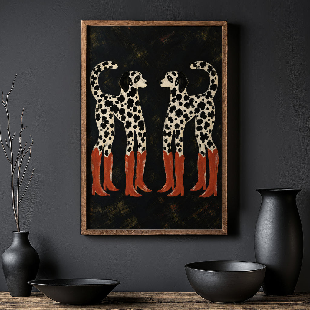Vintage Dalmatian Print and Poster, Cowboy Boots Art