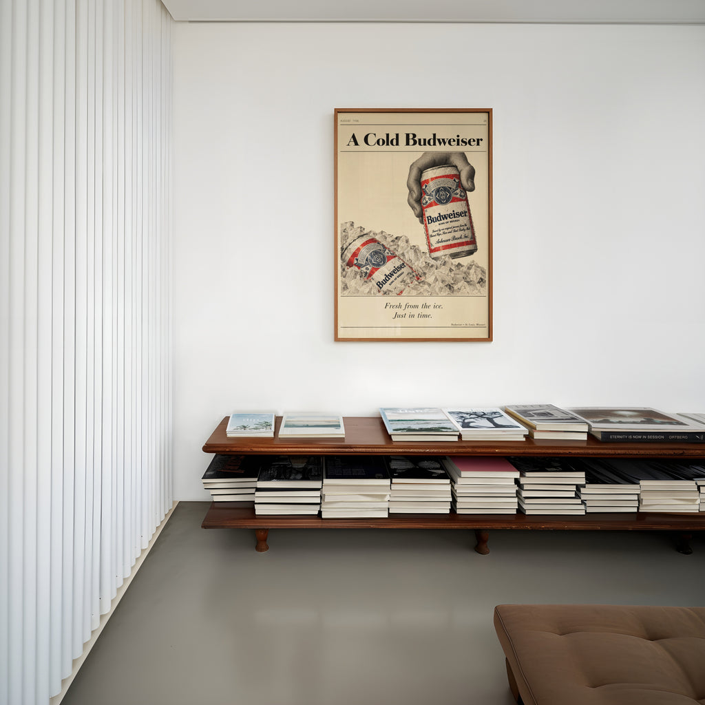 Vintage Budweiser Beer Print, Cold Ice Poster Wall Art