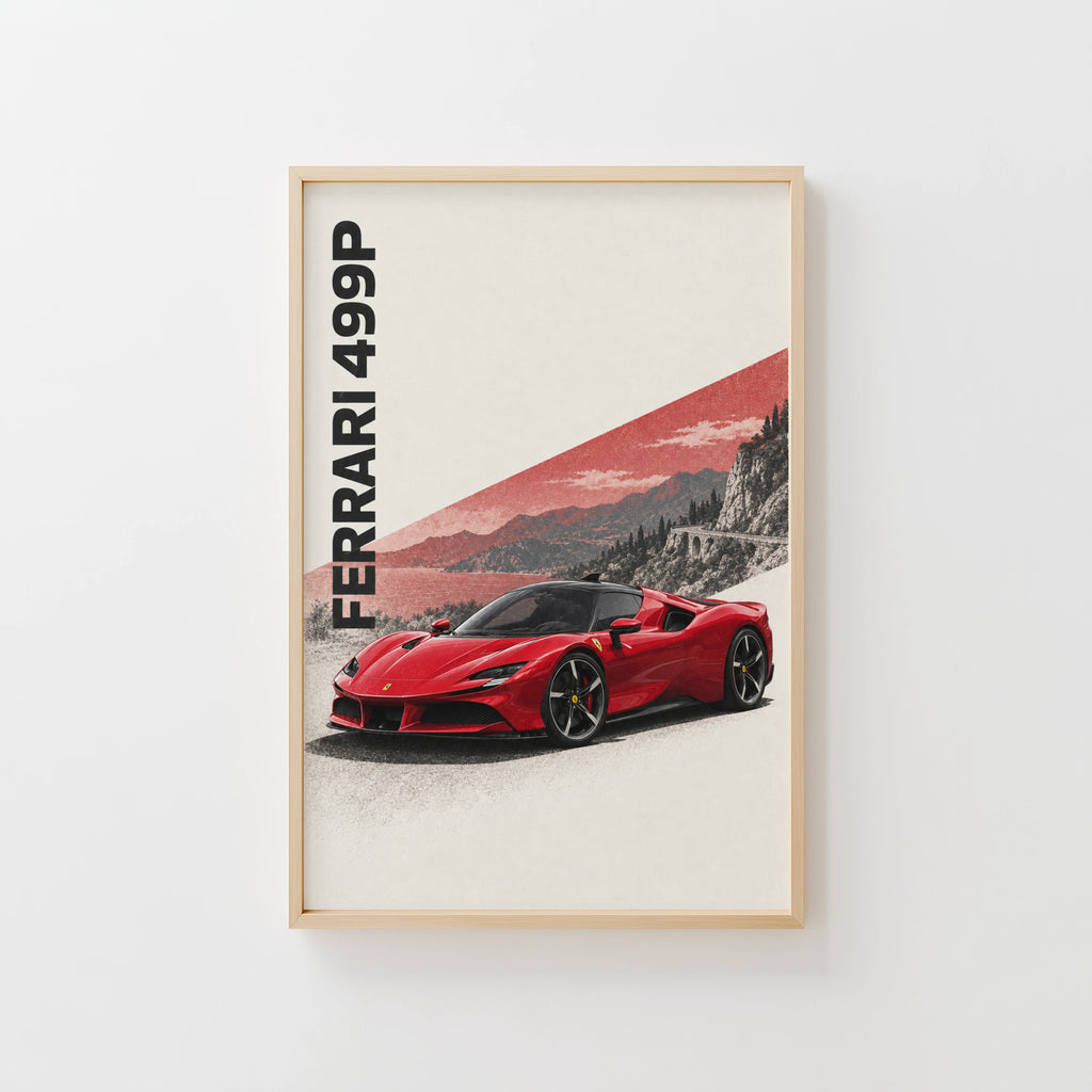 Vintage Ferrari 499P Print, Car Wall Art