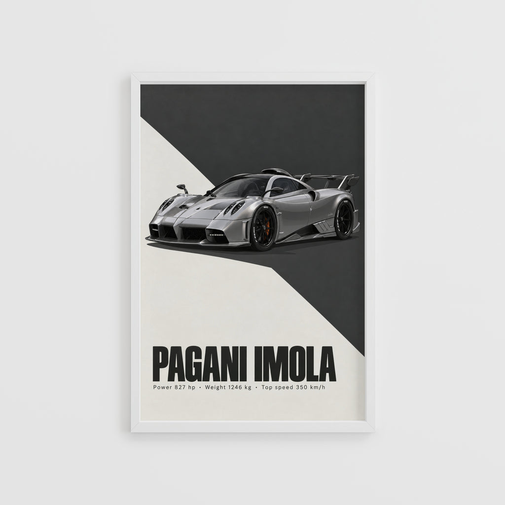 Vintage Pagani Imola Print, Supercar Wall Art