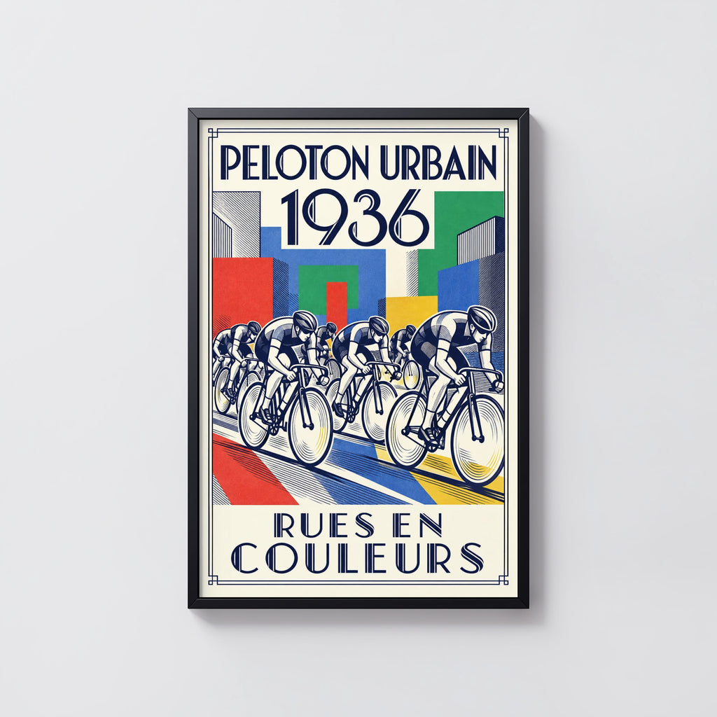 Vintage Cycling Poster, Art Deco Wall Art, Peloton Print