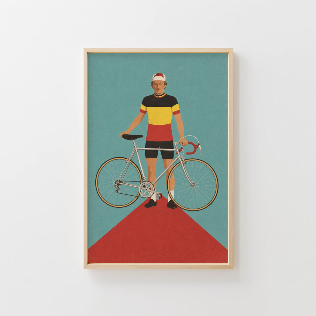 Vintage Cyclist Poster, Retro Bicycle Print, Wall Art
