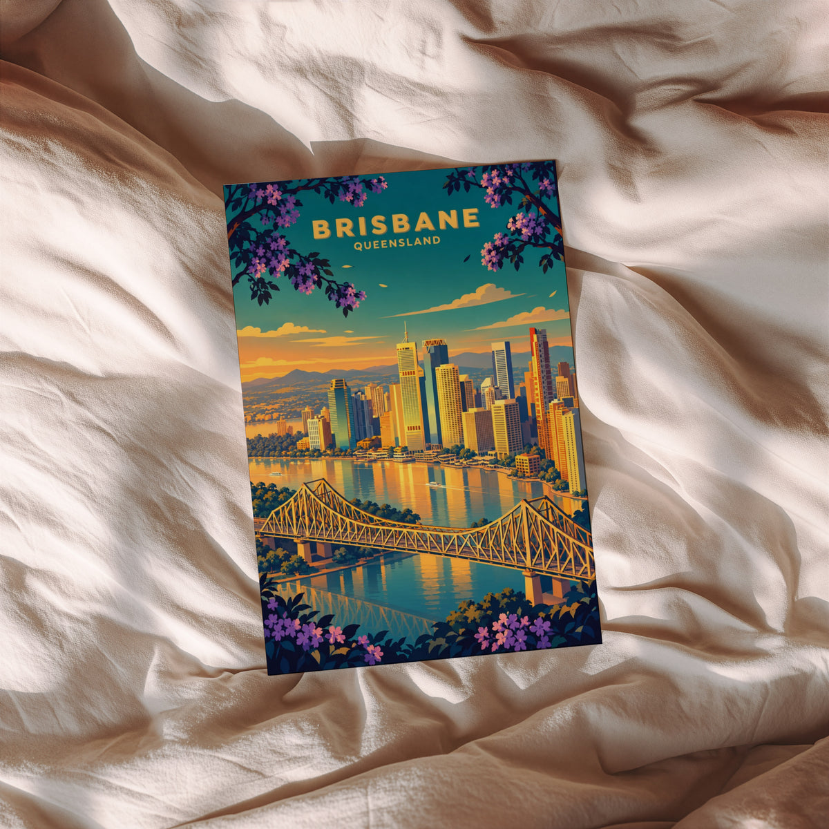 Vintage Brisbane Poster, Queensland Wall Art, City Print
