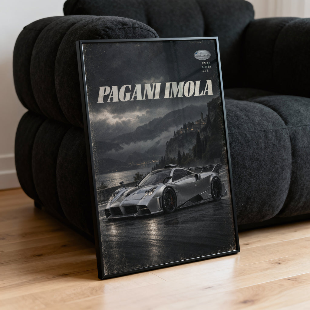 Vintage Pagani Imola Print, Hypercar Wall Art