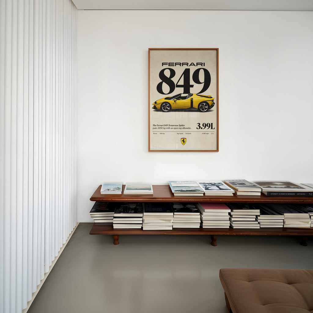 Vintage Ferrari 849 Spider Print, Car Wall Art