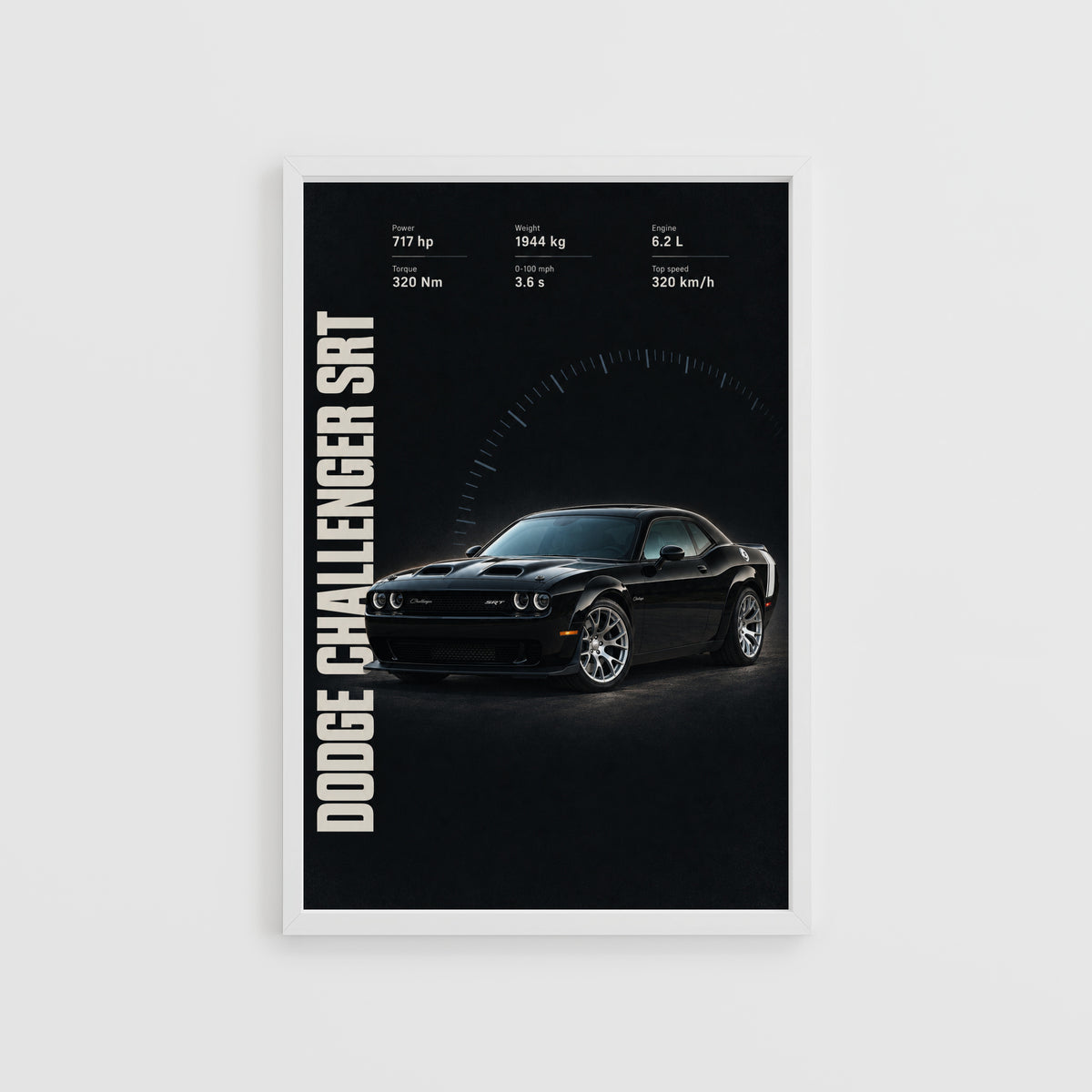 Vintage Dodge Challenger SRT Print, Muscle Car Art