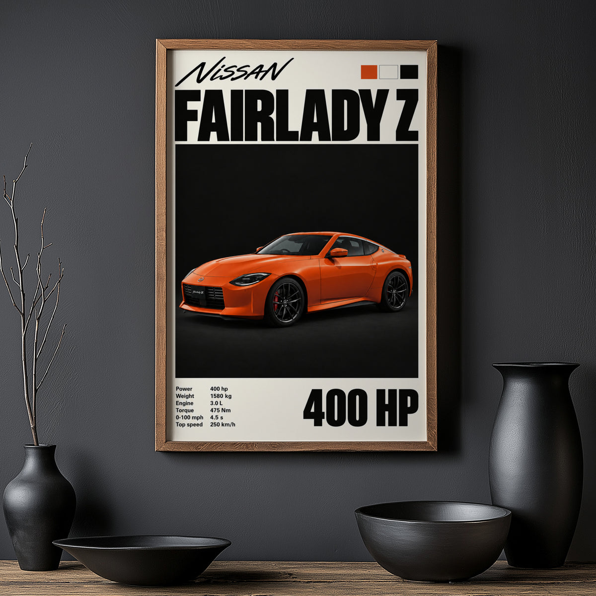 Vintage Nissan Fairlady Z Print, Orange Car Art