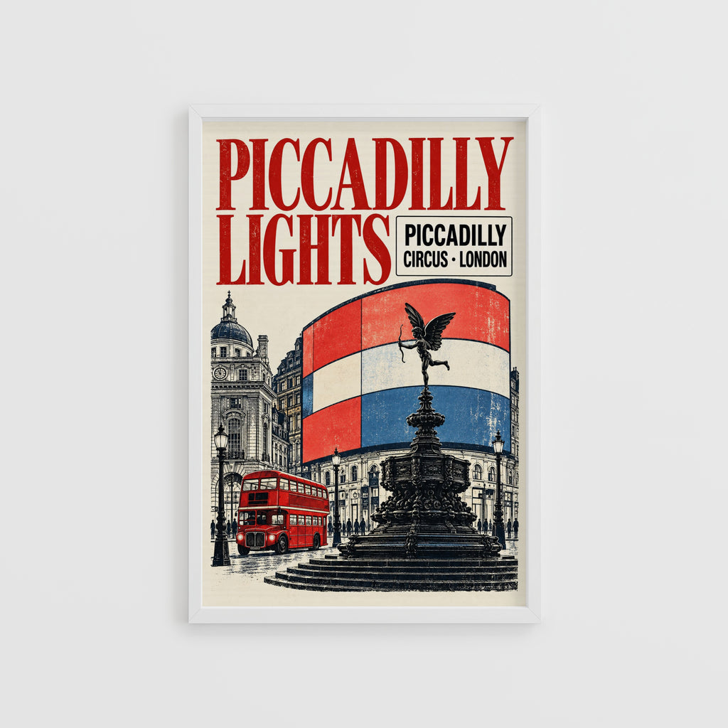 Vintage Piccadilly Circus London Poster, Wall Art Print