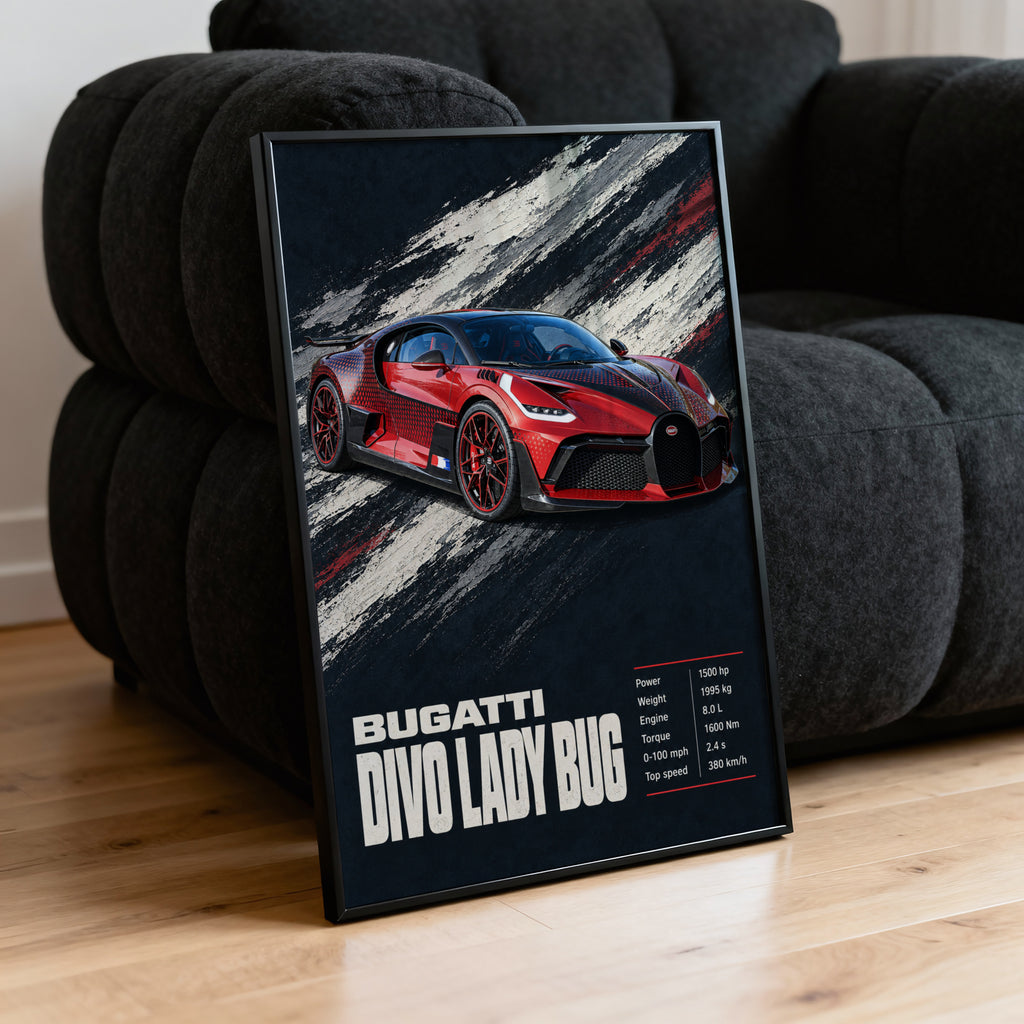 Vintage Bugatti Divo Print, Car Wall Art